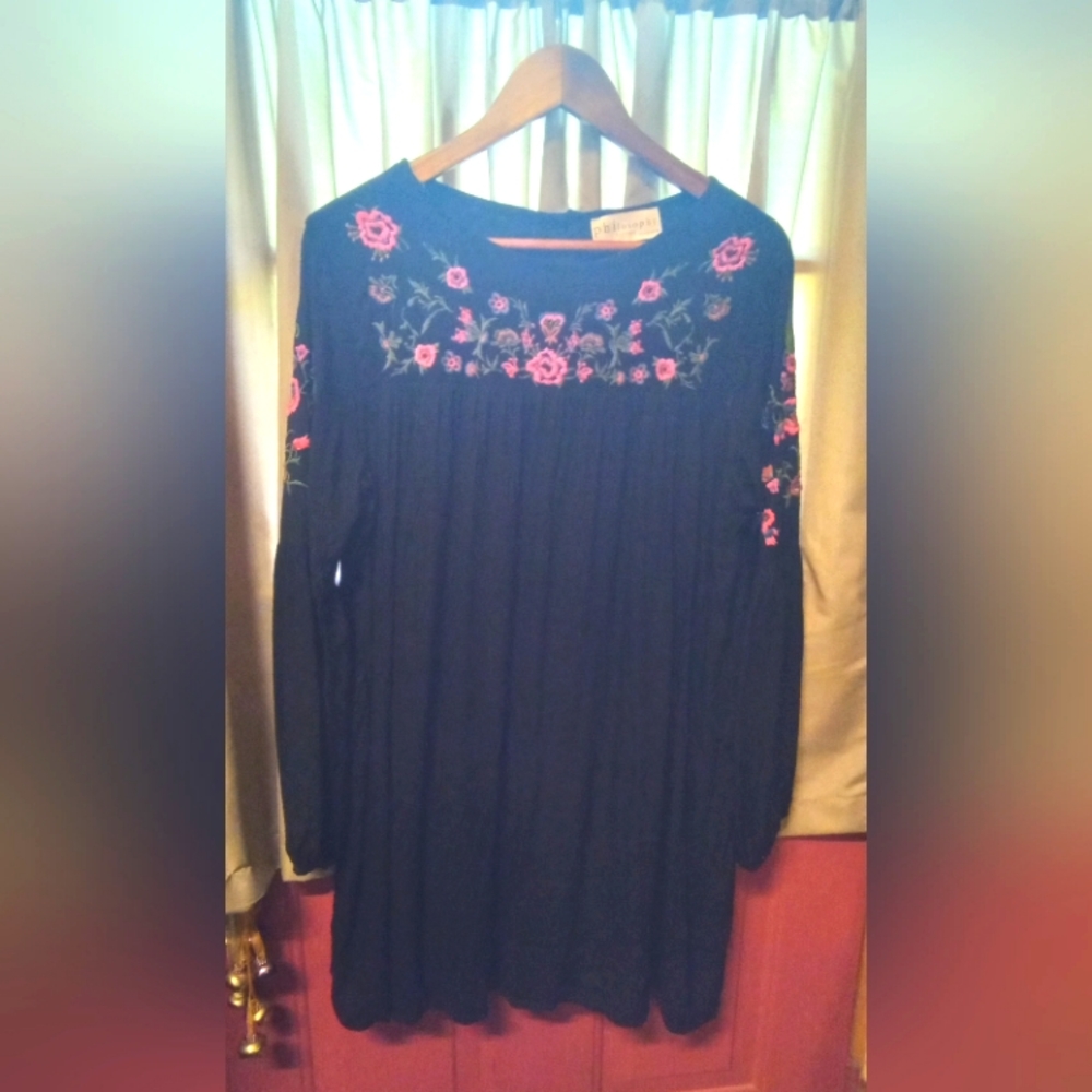 Philosophy rose embroidered tunic dress.